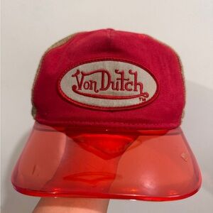 Von Dutch Red and Tan Trucker Hat